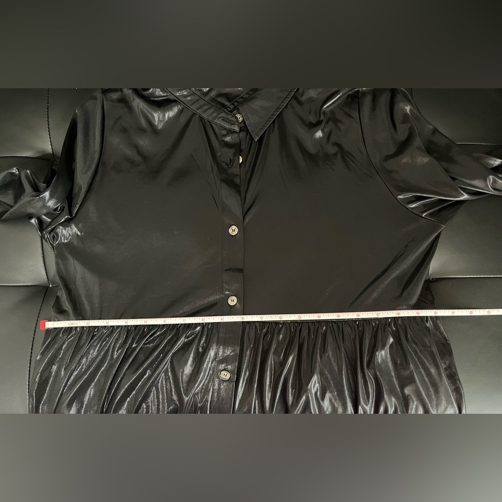 JODIFL Black Faux Leather Long Sleeve Dress Sz L - Picture 8 of 8